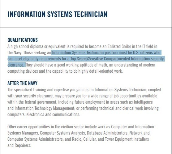Navy Rate - Information Systems Technician Job Description. Abby Haglage missed this piece of information in her investigation.